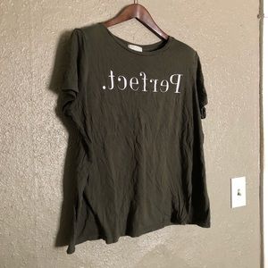 Funny graphic tee in olive green - plus 2XL